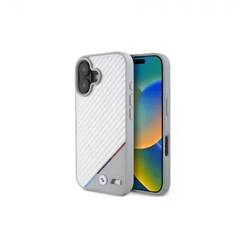 BMW M Carbon Tricolor Line carcasă rigidă pentru iPhone 16 6,1 inch - gri MagSafe