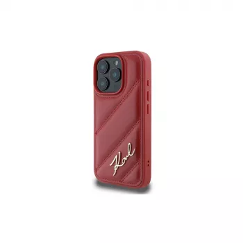 Karl Lagerfeld Quilted Signature carcasă pentru Apple iPhone 16 Pro (roșu)