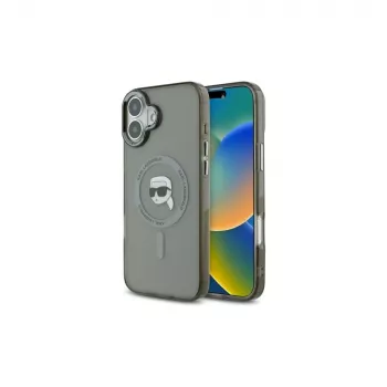 Husă rigidă Karl Lagerfeld KLHMP16MHLSKIK pentru iPhone 16 Plus 6,7 inch IML Metal Karl Head MagSafe Negru