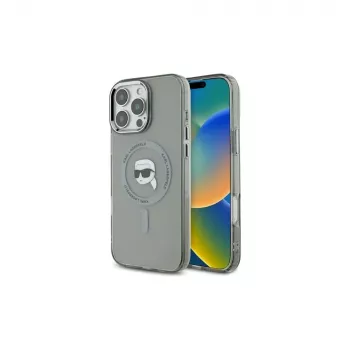 Husă rigidă Karl Lagerfeld KLHMP16LHLSKIK IML Metal Karl Head MagSafe pentru Apple iPhone 16 Pro 6,3 inch Negru