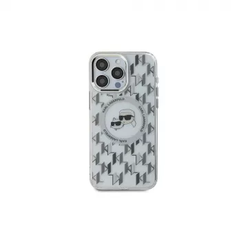 Husă Karl Lagerfeld KLHMP16SHMCKMHT pentru iPhone 16 Transparent IML Monogram Karl & Choupette Head MagSafe