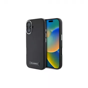 Husă rigidă Karl Lagerfeld KLHMP16MPGMSRPK pentru iPhone 16 Plus 6,7 inch cu placă metalică, MagSafe – Negru