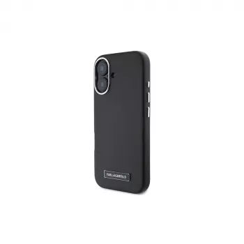 Husă rigidă Karl Lagerfeld KLHMP16MPGMSRPK pentru iPhone 16 Plus 6,7 inch cu placă metalică, MagSafe – Negru