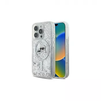 Husă Karl Lagerfeld Liquid Glitter Karl & Choupette Head MagSafe pentru Apple iPhone 16 Pro