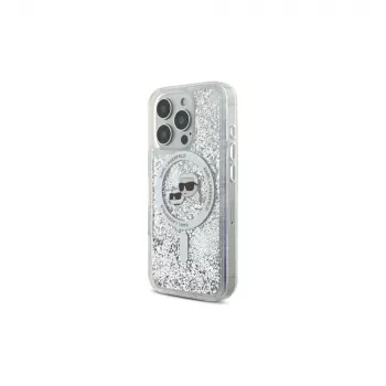 Husă Karl Lagerfeld Liquid Glitter Karl & Choupette Head MagSafe pentru Apple iPhone 16 Pro