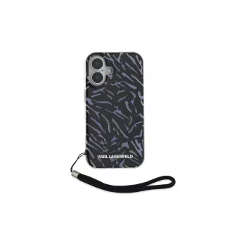 Husă Karl Lagerfeld Zebra With Cord pentru iPhone 16 Plus (violet)