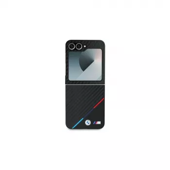 Husă rigidă BMW pentru Samsung Galaxy Z Flip6 / Z Flip7 FE - Carbon Tricolor neagră