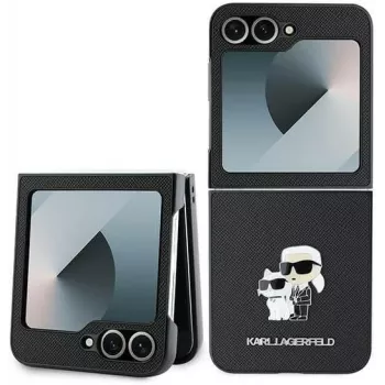 Karl Lagerfeld KLHCZF6SAPKCNPK Saffiano Metal Pin Husă pentru Samsung Galaxy Z Flip6 / Z Flip7 FE, negru