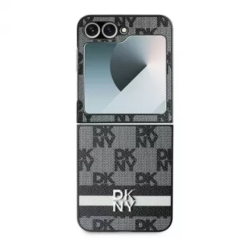 DKNY DKHCZF6PCPTSSK Husă rigidă de protecție pentru Samsung Galaxy Z Flip6 F741 / Z Flip7 FE, model caro negru cu dungi imprimate