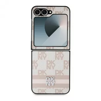 DKNY DKHCZF6PCPTSSP Husă spate de protecție pentru Samsung Galaxy Z Flip 6 - model caro roz cu dungi imprimate