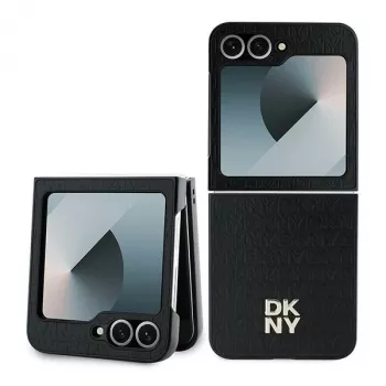 DKNY DKHCZF6PSHRPSK Husă de protecție pentru Samsung Galaxy Z Flip6 / Z Flip7 FE - negru Repeat Pattern Stack Logo
