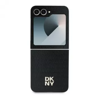 DKNY DKHCZF6PSHRPSK Husă de protecție pentru Samsung Galaxy Z Flip6 / Z Flip7 FE - negru Repeat Pattern Stack Logo