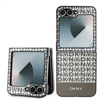 DKNY DKHCZF6PSOSPW Husă spate de protecție pentru Samsung Galaxy Z Flip 6 / Z Flip7 FE - maro Repeat Pattern Bottom Stripe