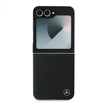 Mercedes-Benz MEHMZF623RBGVK Husă MagSafe din piele cu imitație de lemn pentru Samsung Galaxy Z Flip6 / Z Flip7 FE, negru