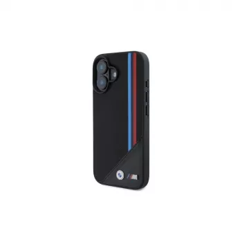 BMW M Meshed Tricolor Stripes Husă rigidă MagSafe pentru iPhone 16 6,1 inch negru