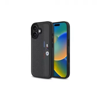BMW BMHCP16S23PUPVA iPhone 16 6,1 Antracit Husă rigidă M Perforated Tricolor Detail Line