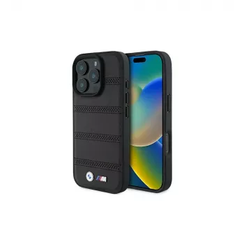 BMW M Perforated And Stitched Line Husă rigidă pentru Apple iPhone 16 Pro 6,3 inch negru MagSafe