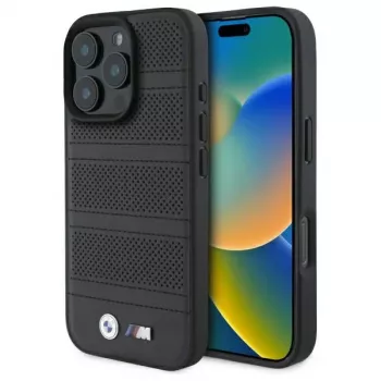 BMW M Perforated And Stitched Line Husă rigidă MagSafe pentru iPhone 16 Pro Max 6,9 negru