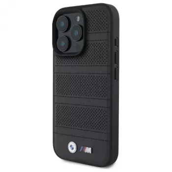 BMW M Perforated And Stitched Line Husă rigidă MagSafe pentru iPhone 16 Pro Max 6,9 negru