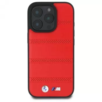 BMW M Collection M Perforated And Stitched Line Husă rigidă pentru iPhone 16 Pro Max 6,9 inch roșu MagSafe