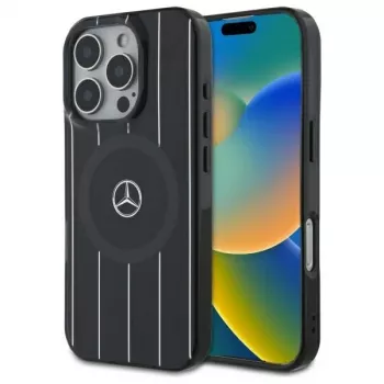 Husă rigidă neagră Mercedes-Benz MEHMP16L23HRSK pentru iPhone 16 Pro 6,3