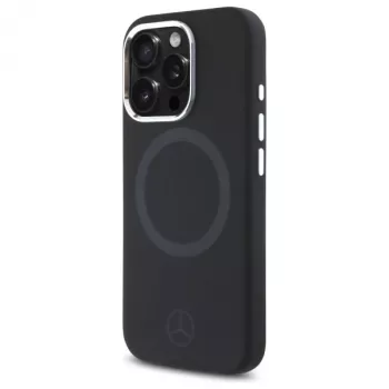 Husă rigidă neagră din silicon Mercedes-Benz MEHMP16L23SUTTK pentru iPhone 16 Pro 6,3