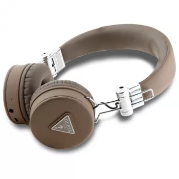 Guess Grained Classic Round Shape Căști wireless Bluetooth over-ear cu ENC, maro