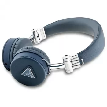Guess Grained Classic Round Shape Căști wireless Bluetooth over-ear cu ENC (albastru)
