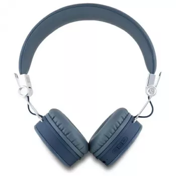 Guess Grained Classic Round Shape Căști wireless Bluetooth over-ear cu ENC (albastru)