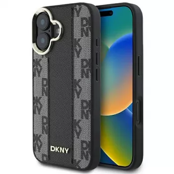 DKNY DKHMP16MPCPVSLK iPhone 16 Plus 6.7 Huse hard negru cu model în carouri MagSafe