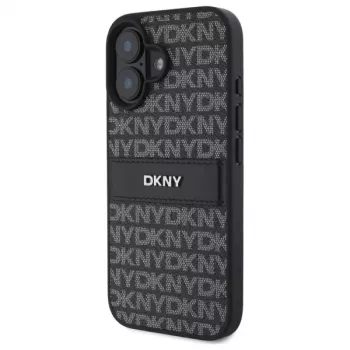 DKNY DKHCP16SPRTHSLK Huse hard cu model texturat și dungă tonală pentru Apple iPhone 16 6.1 - negru