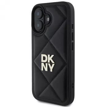 DKNY DKHCP16SPQDSLK Huse spate matlasate cu logo stivuit pentru Apple iPhone 16 6,1 inch - negru