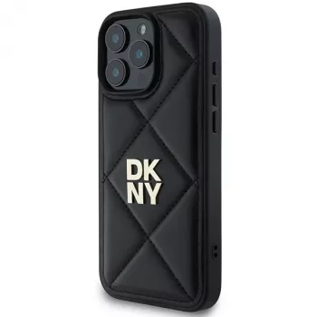 DKNY DKHCP16LPQDSLK Huse matlasate cu logo stivuit iPhone 16 Pro negru