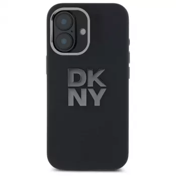 DKNY DKHCP16SSMCBSK iPhone 16 6.1 Huse hard din silicon lichid cu logo metalic negru