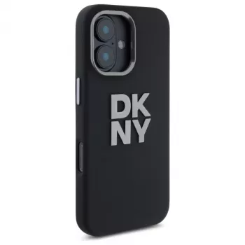 DKNY DKHCP16SSMCBSK iPhone 16 6.1 Huse hard din silicon lichid cu logo metalic negru