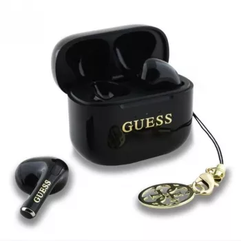 Guess Glossy Effect Printed Classic Logo & Charm TWS Bluetooth Earbuds cu carcasă de încărcare (negru)