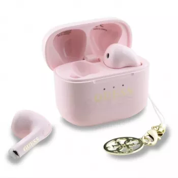 Guess Glossy Effect Printed Classic Logo & Charm TWS Earbuds roz