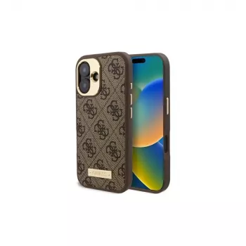 Guess GUHMP16SU4GPRW iPhone 16 6,1 inch maro Huse hard 4G Logo Plate MagSafe