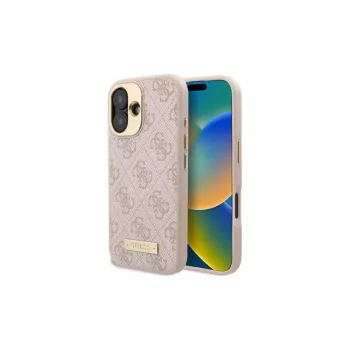 Guess GUHMP16SU4GPRP iPhone 16 6,1 inch roz Huse hard cu 4G Logo Plate și MagSafe
