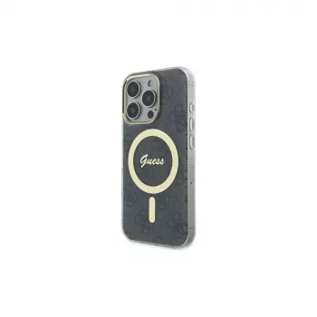 Guess GUHMP16LH4STK Huse hard pentru Apple iPhone 16 Pro 6,3 inch negru IML 4G MagSafe