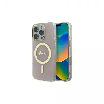 Guess GUHMP16LH4STP Huse hard IML 4G MagSafe pentru iPhone 16 Pro 6,3 inch roz