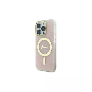 Guess GUHMP16LH4STP Huse hard IML 4G MagSafe pentru iPhone 16 Pro 6,3 inch roz