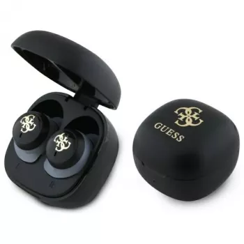Guess GUTWSJ144ESK True Wireless Stereo Bluetooth Earbuds cu carcasă de încărcare, negru Iridescent 4G Printed Logo