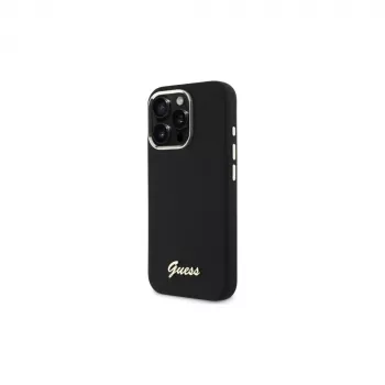 Guess GUHCP16XSMBSLK iPhone 16 Pro Max 6.9 husă rigidă neagră din silicon Script Metal Logo & Frame