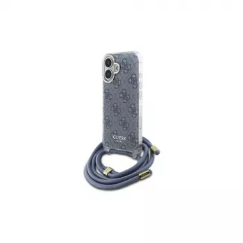 Guess GUHCP16SHC4SEB iPhone 16 6,1 inch husă rigidă albastră Crossbody Cord 4G Print