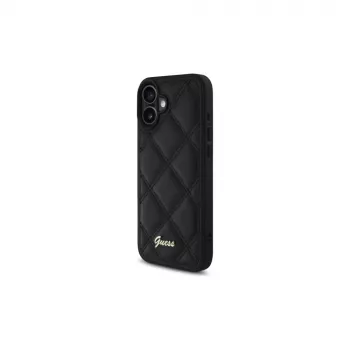 Guess Quilted Metal Logo husă rigidă pentru Apple iPhone 16 Plus 6,7 inch - neagră