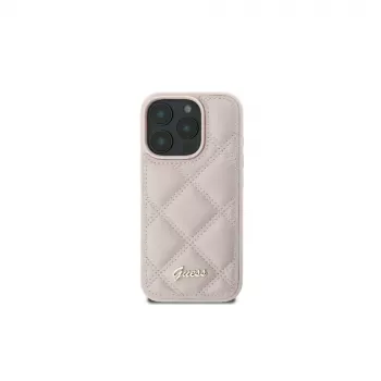 Guess GUHCP16SPSQSQSP iPhone 16 6,1 inch husă rigidă roz Quilted Metal Logo