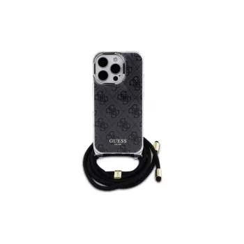 Guess GUHCP16LHC4SEK iPhone 16 Pro husă rigidă Crossbody Cord 4G Print neagră