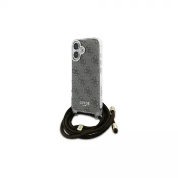 Guess GUHCP16SHC4SEW iPhone 16 6,1 inch husă rigidă Crossbody Cord 4G Print maro