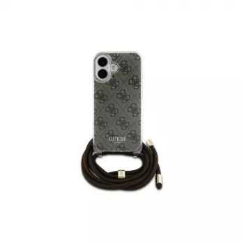 Guess GUHCP16SHC4SEW iPhone 16 6,1 inch husă rigidă Crossbody Cord 4G Print maro